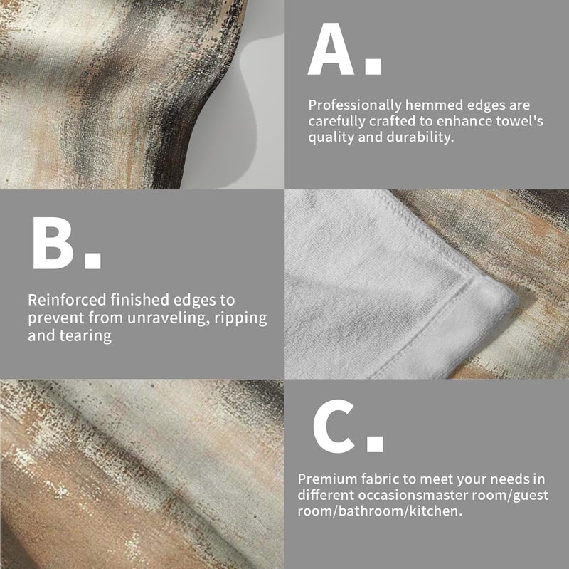 Granbey Burnt Brown and Grey Hand Towels for Bathroom Set of 2, Abstract Art Painting Modern Face Towels 28X14 inch, Quick Dry Soft Absorbent Washcloths Decorative Kitchen Dish Towels for Yoga Workout Gym - Image 5